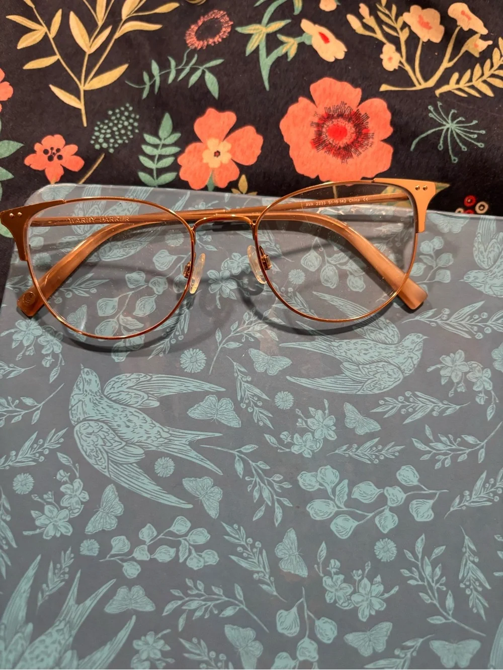 Warby Parker Ava Eyeglasses - Rose Gold Metal Cat-Eye Frames (Size 51-19-142)